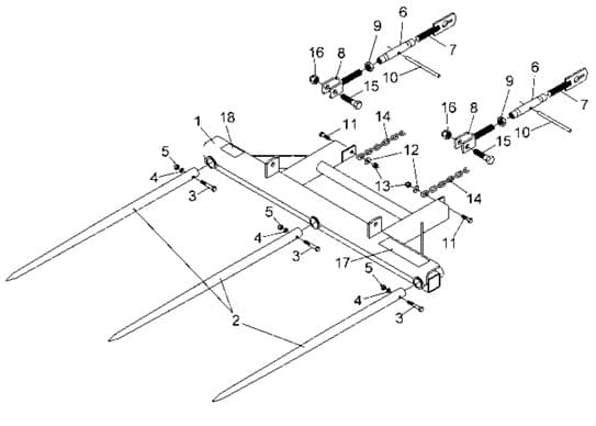 Bucket Bale Attachments CBSF-3028 Diagram