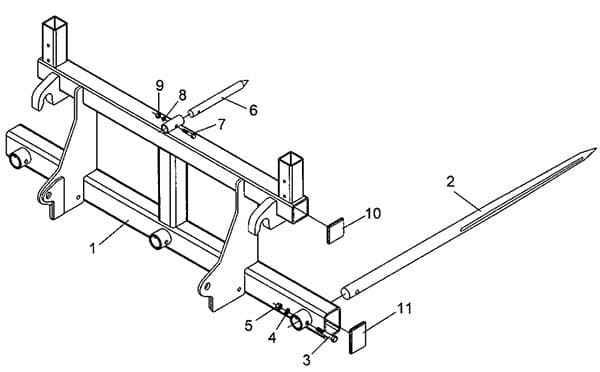 Euro/Global Integrated Frame Bale Spears ELB-330 and ELB-340 Diagram