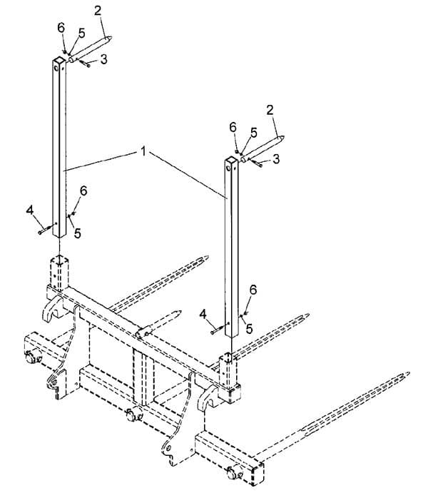 Euro/Global Integrated Frame Bale Spears Optional Upright Kit Diagram