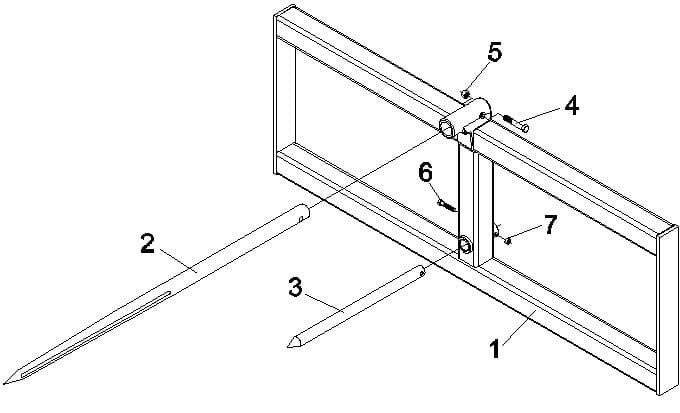 Front Loader Bale Spears FLBS-2200 Diagram