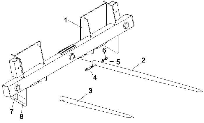 Skid Steer Bale Attachments SSRB-330 Diagram