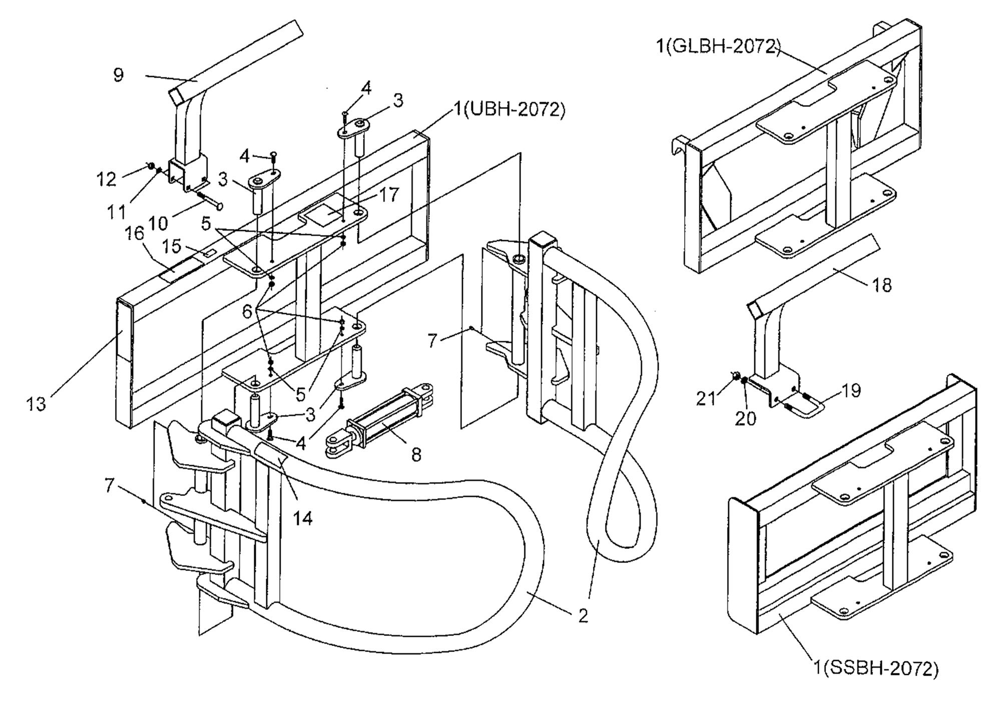 Bale Clamping Attachments UBH-2072 Diagram