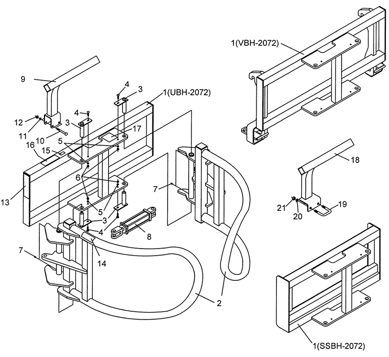Bale Clamping Attachments SSBH-2072 Diagram