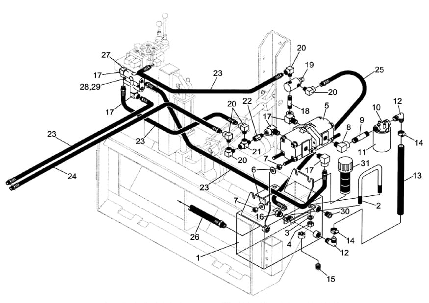Models HPD-16 HSS/P, HPD-22Q HSS/P & HPD-26Q HSS/P Self Contained Hydraulic Power Package Diagram