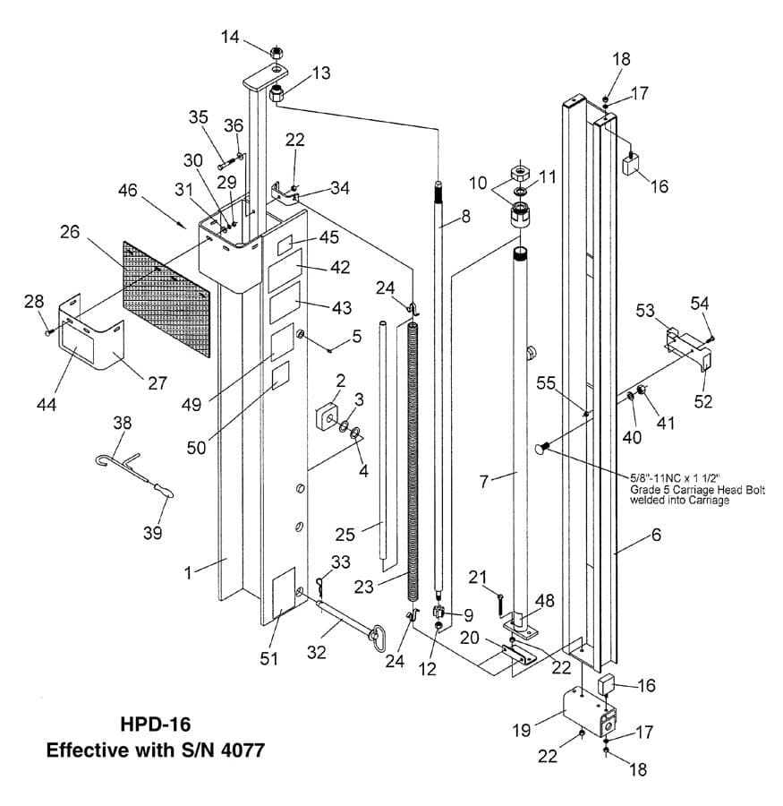 Model HPD-16 Hydraulic Post Driver Diagram