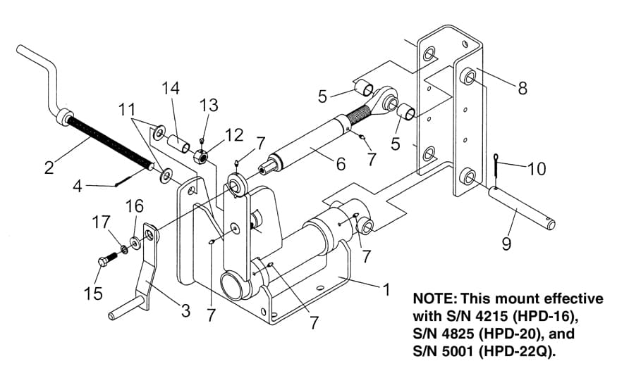 Adjustable Base Mounting Plate Assembly For HPD-16 & HPD-22Q Models Diagram
