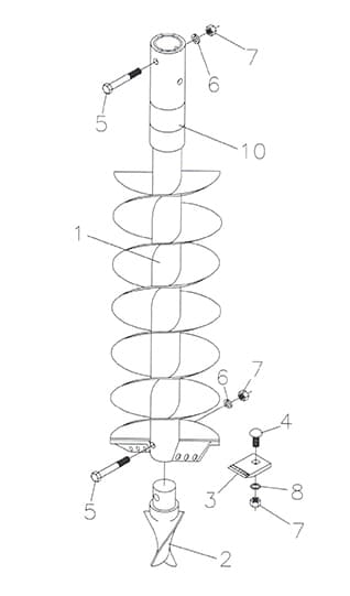 Heavy Duty Double Flight Augers Diagram