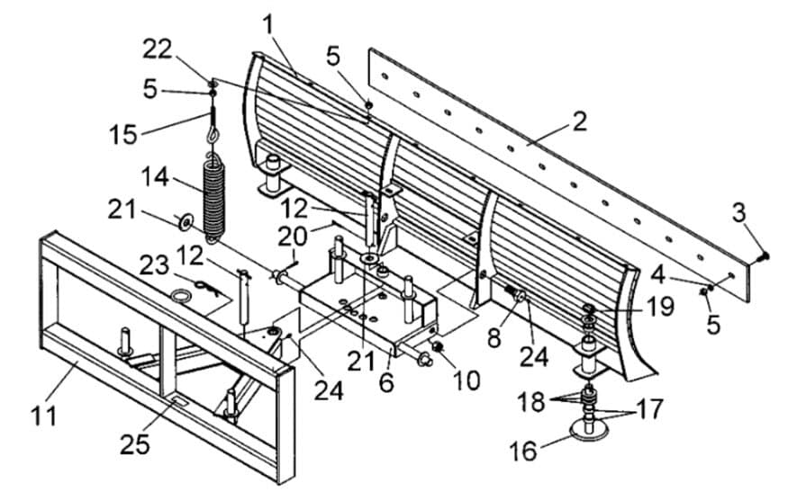 Snow Blade Models SBFL-2160/2172 and SBJD-2160/2172 Diagram