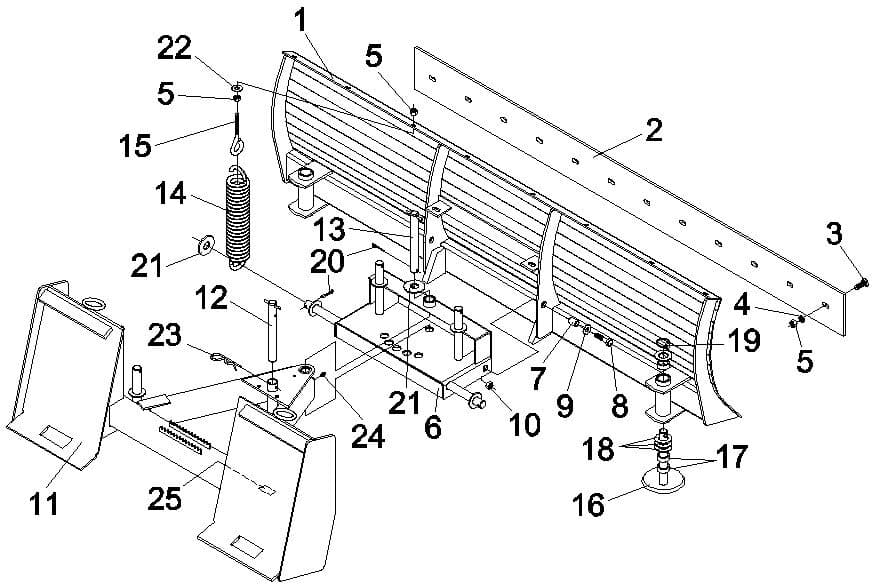 Snow Blade Models SBS-2172 and SBS-2160 Diagram