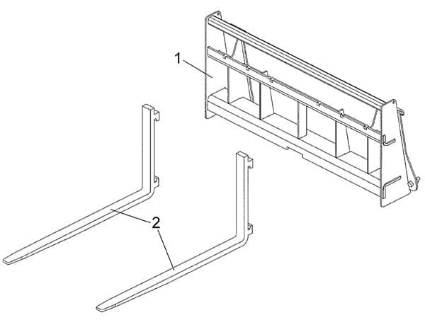 Sub-Compact Pallet Forks JDPF-1242 Diagram
