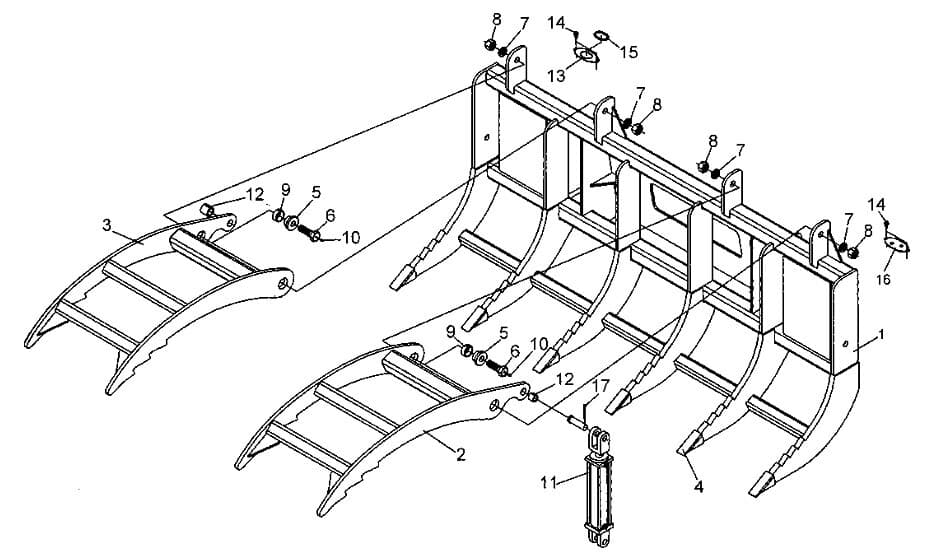 Skid Steer Brush Grapple Diagram