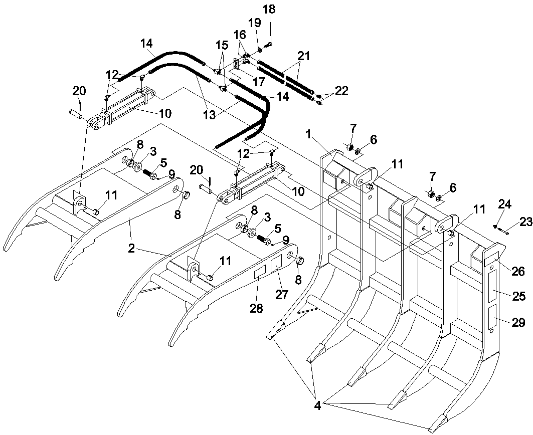 Split-Top Grapple Rake Diagram